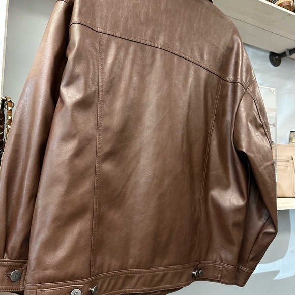Pilcro Faux Leather Boyfriend Jacket – Brown – Size Small - Picture 6 of 8